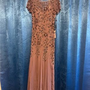 Adrianna Papell Brown Embellished Maxi Dress